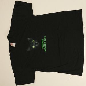 Black Cat T Shirt 2005 Humane Society Green Eyes w Hard Stare 100 Cotton Unworn